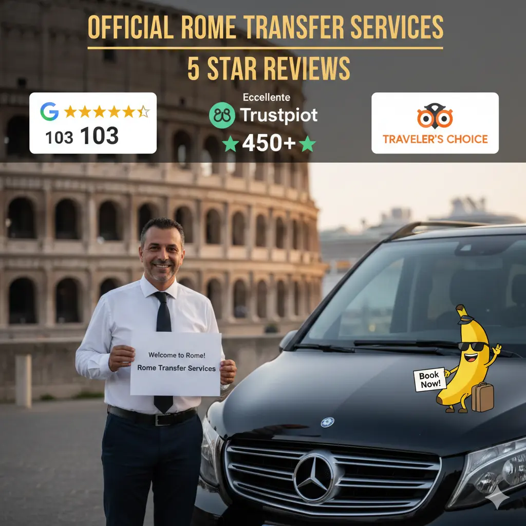 Official Rome Transfer Services reviews with 5-star ratings on Trustpilot, Google, and TripAdvisor.